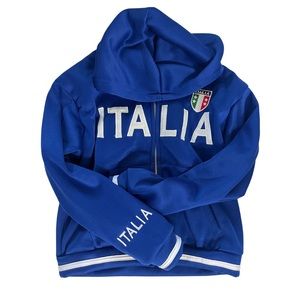 Blue Italy Cropped Y2K Sporty Track Jacket